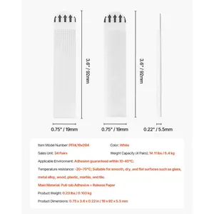 VEVOR Picture Hanging Strips, 34 Pairs, Large Picture Hangers with Removable Adhesive, Hook Loop Strips, Wall Hanging Strips for Damage Free Picture Hanger, Mounting of Photos, Frames, Wall Decor