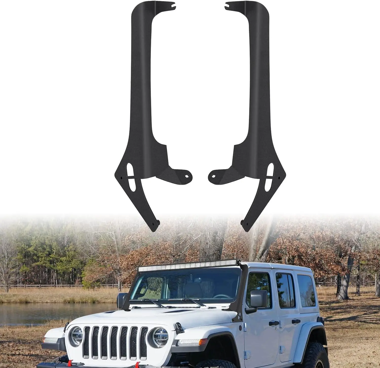 Nilight Windshield Frame Mounting Bracket for 52in LED Light Bar, Compatible with 2018-2023 Wrangler JL/JLU Unlimited, Black Car Accessories, Light Bar Car, Accessories For Car