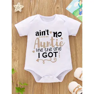 Cute Baby Onesie-Humor Letter Print Short-Sleeve Outdoor Onesie-Perfect Summer Clothing for Newborn and Toddler, for Outdoor