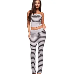 Foldable sports pants with gray and black stripes GARMENTARY