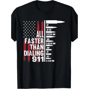 [100% Cotton] mens all faster than 911 graphic t shirt patriotic american 100 cotton crew neck short sleeve regular fit casual wear holidays black -1 Cotton Tee