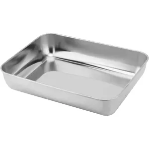 Rectangle Stainless Steel Surgical Tray - Lab Instrument Organizer for Lab, Dental Use (Home & Festive Party Disposable Tableware Accessory)