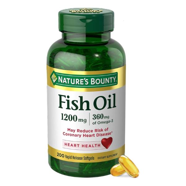 Nature's Bounty Fish Oil Omega 3 Supplements - Supports Heart Health, 1200 Mg Fish Oil, Omega-3, 200 Softgels (Pack of 1)