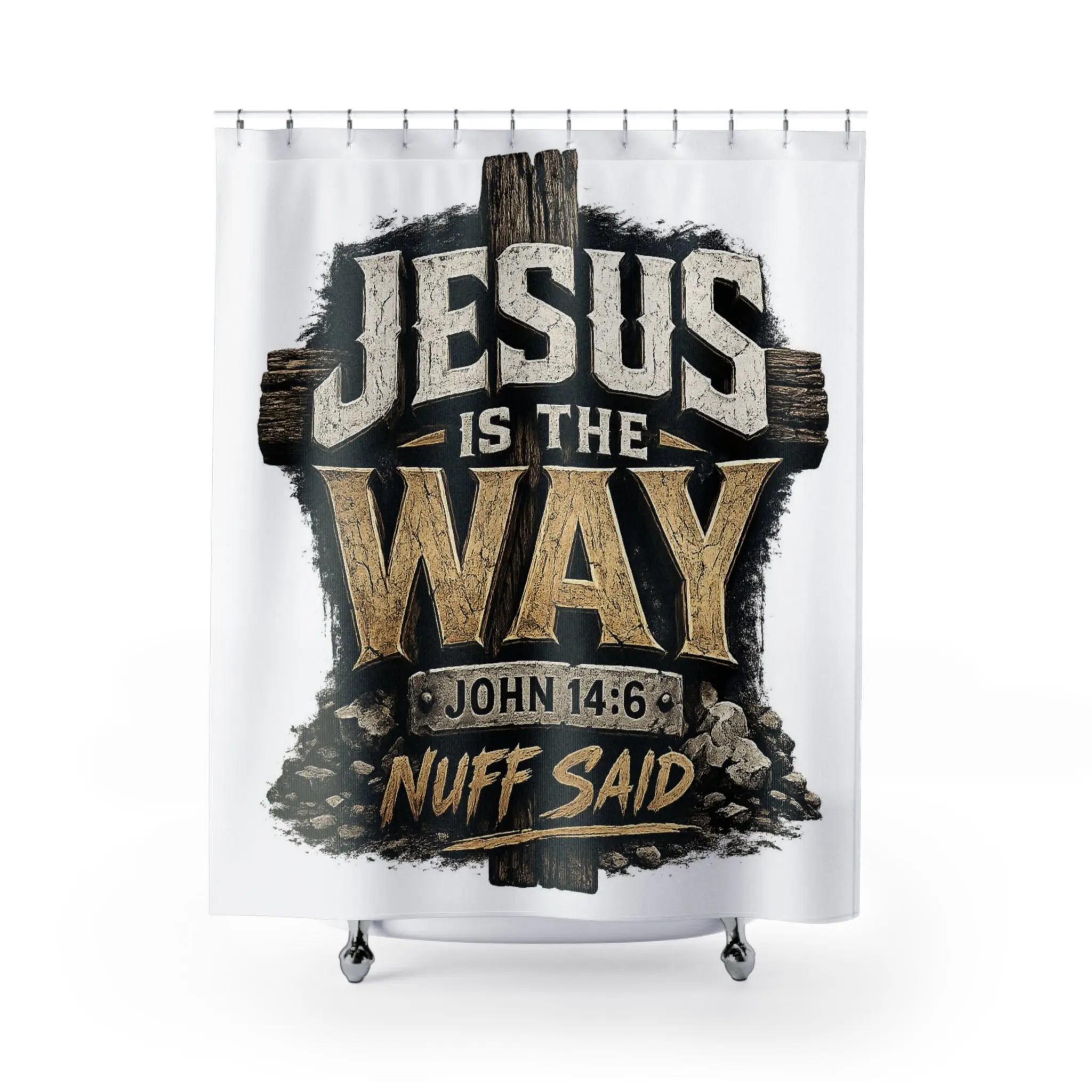 Jesus Is The Way Shower Curtain — John 14:6 Inspirational Christian Bathroom Decor