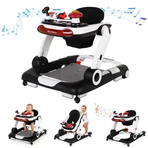 SCITOO 6-in-1 Baby Walker, Foldable Activity Walker with Adjustable Height & Speed, Music, Lights, Anti-Rollover, Toddler Push Walker, Baby Walker with Wheels for Boys & Girls 6-18 Months