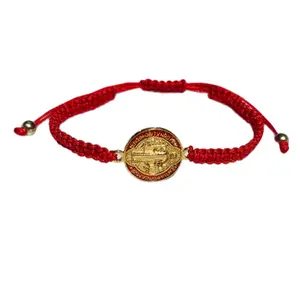 Saint Benedict Medal Bracelet in Ajustable Red String