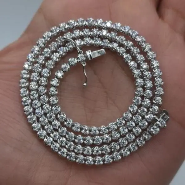 14Kt Gold 6 Ct Lab Grown 17 Inch Diamond Buttercup Tennis Necklace