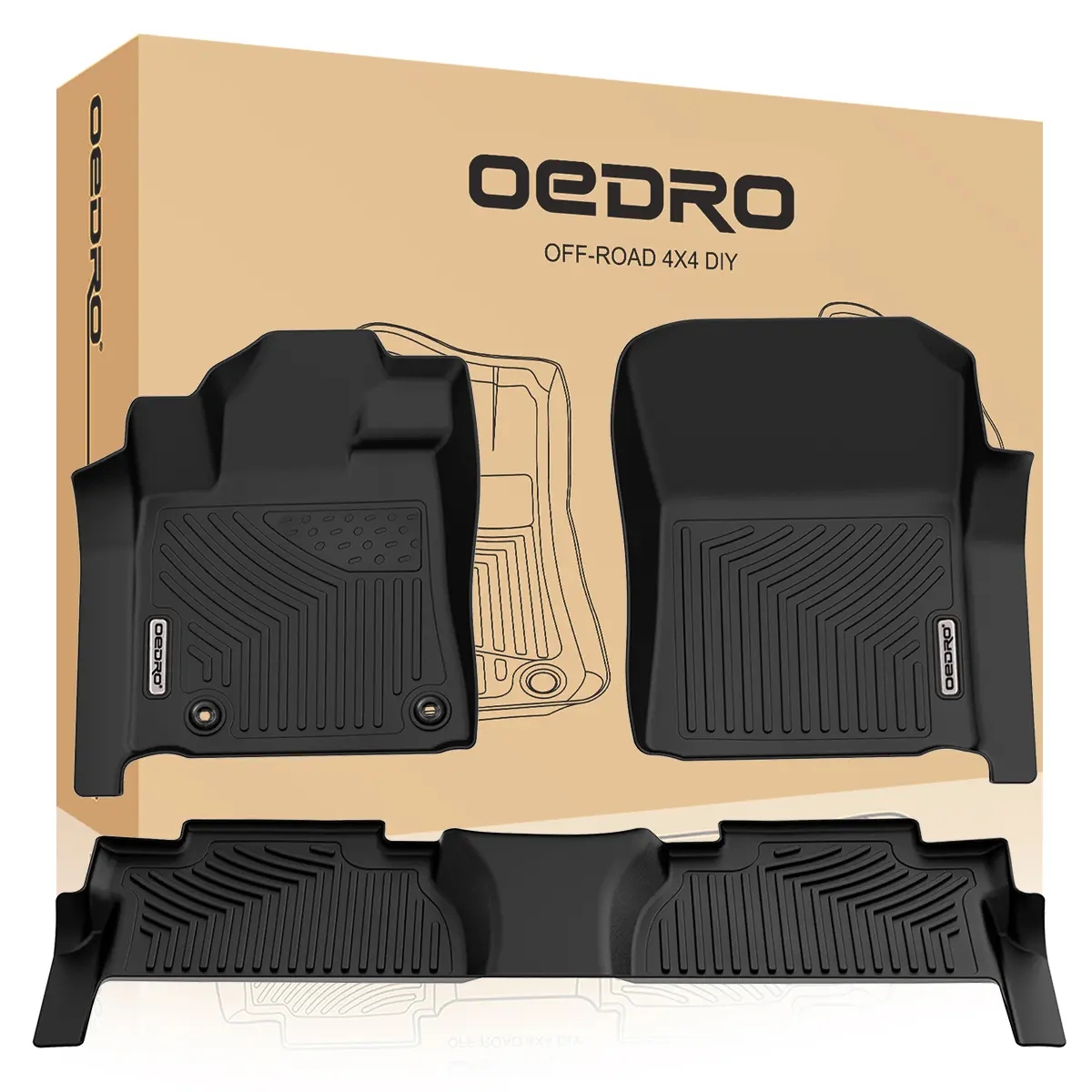 YITAMOTOR Floor Mats Fit for 2014-2021 Toyota Tundra Double/Crew Max Cab, TPE All Weather Tundra Floor Liners Custom Fit 1st & 2nd Row Car Mats