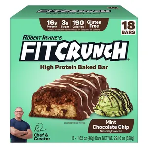 Chef Robert Irvine's Fitcrunch Mint Chocolate Chip Snack Size, 16g Protein, 18 ct