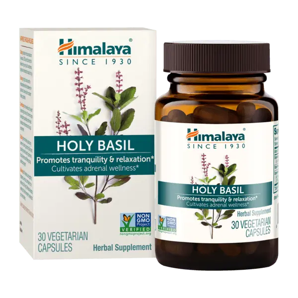 Himalaya Holy Basil - Adrenal Support for Stress Relief, Relaxation & Energy, 720 mg, 60 Vegetarian Capsules, Non-GMO, Gluten Free, Respiratory Support Supplement