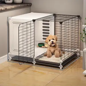 Raised Dog Cage for Small Dogs with Toilet Separation, One Room One Hall One Bath Pet House, Bichon Teddy Puppy Villa, Enclosed
