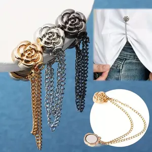 10pcs Camellia T-Shirt Button Set, Adjustable Short Sleeve Adjustment, Hem Fixed, Pin, Cuff Regulator, Elegant Decorative Buttons, Durable Metal Adjuster, Fashion Accessory