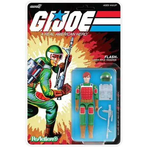 Super7 G.I. Joe ReAction+ Wv7 Flash (Comic) 4" Scale O-Ring Vinyl Statue, Collectible TV/Movie Character Toy with Laser Blaster, Perfect Gift for G.I. Joe Fans