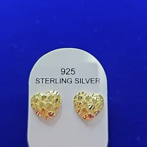 Sterling Silver Small Heart Nugget Shaped earrings