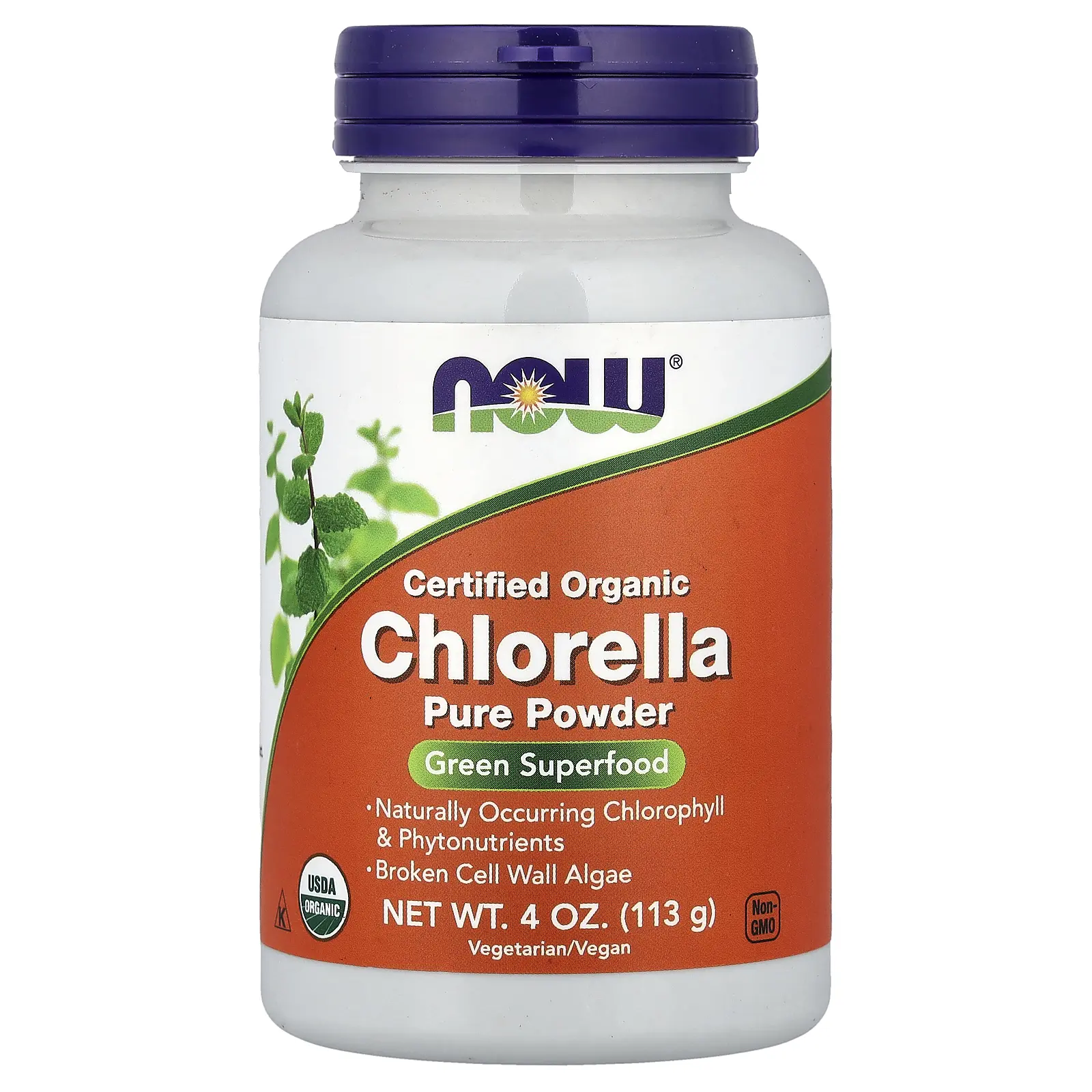 NOW Foods Certified Organic Chlorella Pure Powder, 4 oz (113 g)