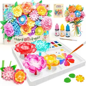 Kiditos Blooming Flower Basket Craft Kit for Kids, DIY Color Mixing Flower Art Toy, Screen-Free Creative Play Ages 3+