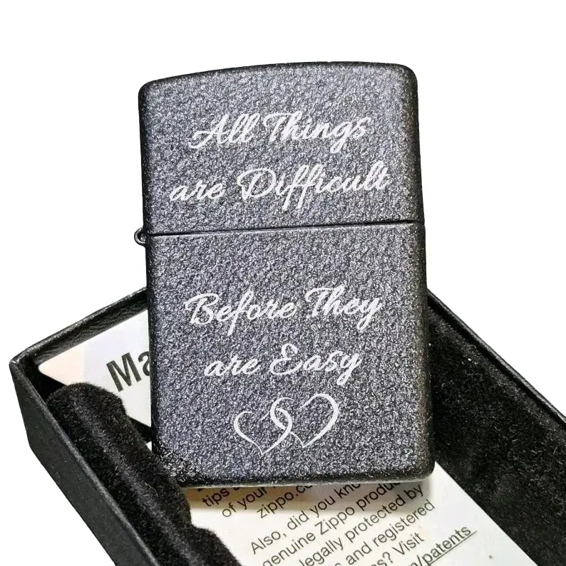 Custom Engraved Black Crackle Zippo Lighter