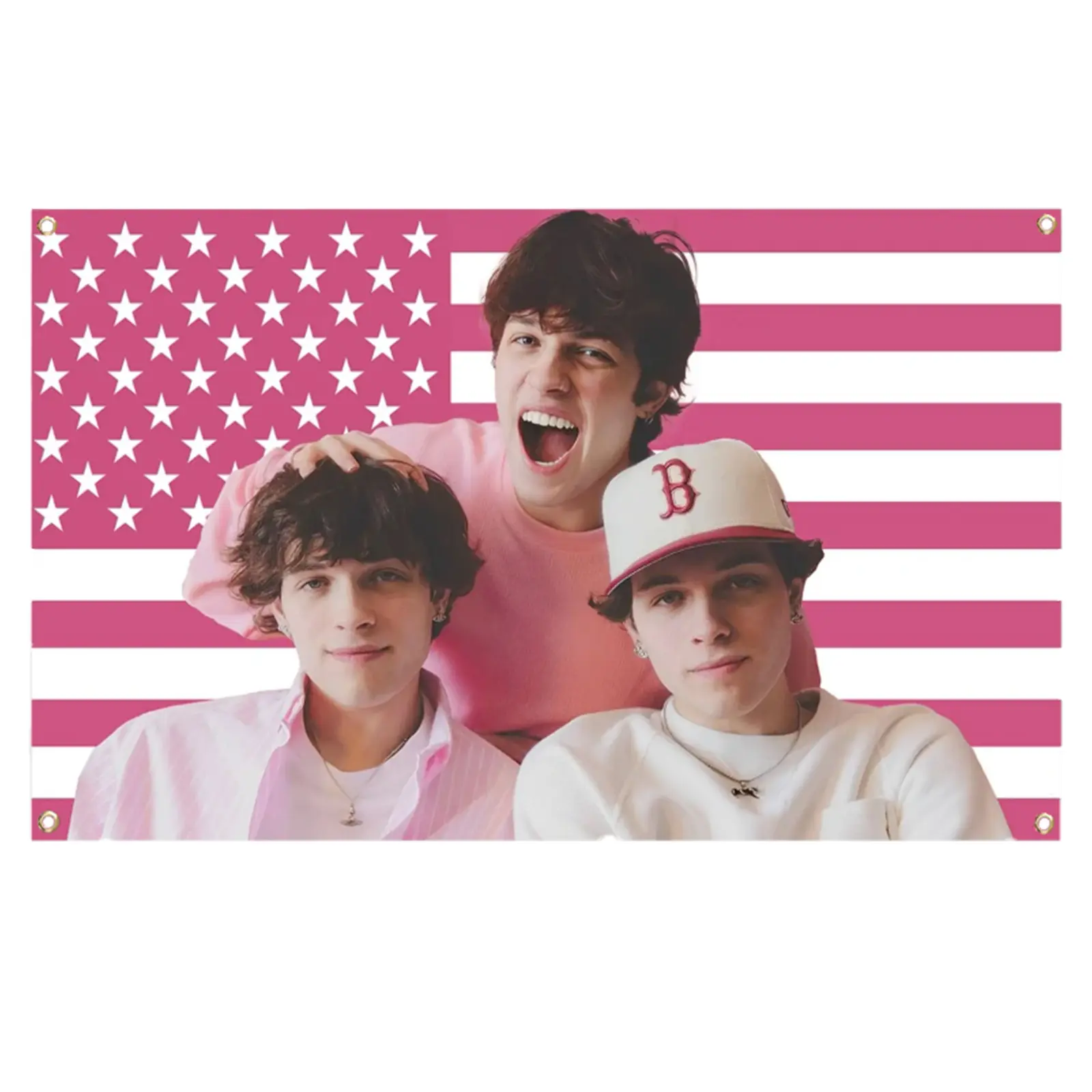Sturniolo Triplets USA 3x5Ft Flag Tapestries for College Dorm Cave Bedroom Living Room Office Party Decor Banner  easy installation kit funny american school dormitory outdoor gift home aesthetic