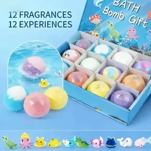 Bath Bombs for Kids with SurpriseSPRINGInside, 12 Pack Kid Bath Bombs Gift Set, EasterBasket Stuffers for Boys Girls BubbleBath with Toys Inside Skin Repair