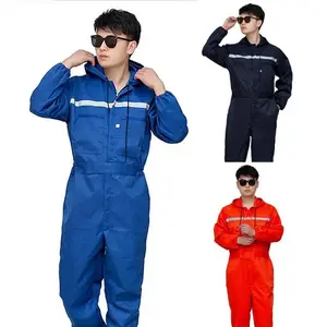 Men's Work Coveralls Safety Worker Clothing with Reflective Strips 5XL Uniforms Car Repair Overalls Polyester