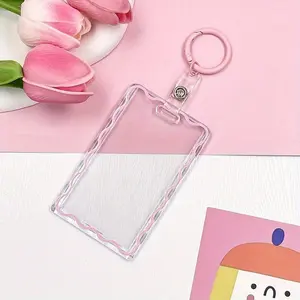 Transparent Creative Hard Card Case, Student Campus Card Meal Card Protective Case Key Ring, Acrylic Card Holder, Badge Holder, Clear Id Badge Holder - Durable Protective Case for Student ID, Meal Card and Office Supplies, Accessories