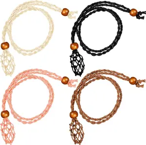 4 Pieces Crystal Necklace Cord Empty Stone Holder Empty Stone Holder Replacement Rope Quartz Necklace Cord for DIY Jewelry Craft Bracelet - Home Improvement.