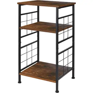 3-Tier Tall End Table, Narrow Night Stand with # -Design Sturdy Frame, Small Bed Side Table for Small Space in Living Room,Bedroom,Office,Bathroom(Brown)