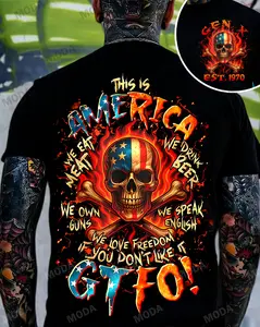 Chaosmoda Gen X Custom Year Skull Graphic Tee | This Is America Patriotic Vintage Soft Breathable T-Shirt