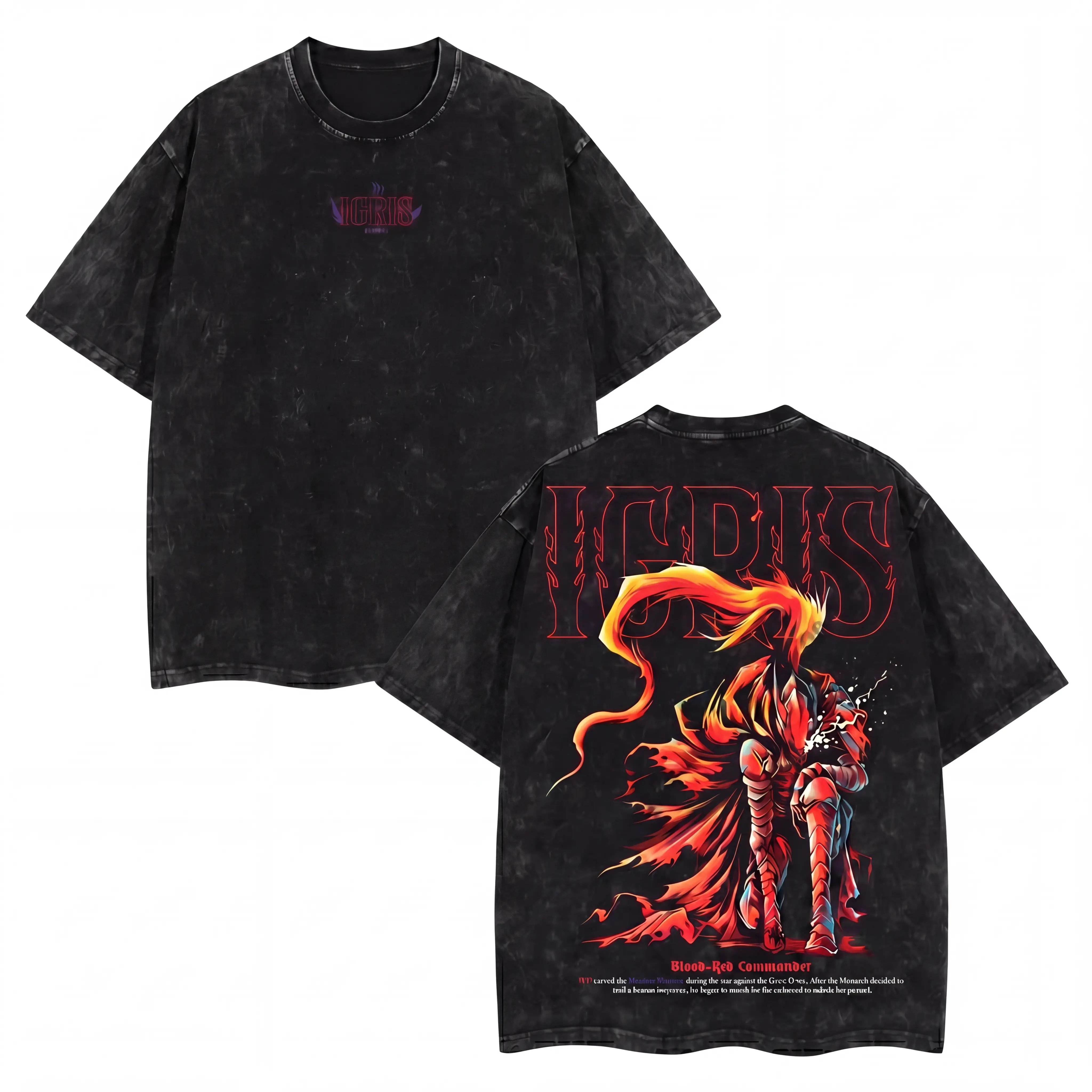 [COLLECTION] Limited Edition Solo Leveling Anime Oversized Rib T-Shirt - Igris Iron Tank, Beru Cotton, Shadow Soldiers Sung Jin-Woo Double Print, Lightweight Acid Washed Seamless Graphic Short Sleeve Men's Top, Gift For Anime Fans