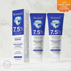 Beamach Hydroxyapatite Toothpaste-2PCS new experience Whitening Stain-Removing Sensitive Teeth Tablets breath prevent tooth loss oral care natural ingredient gentle care repair  nano nonfluoride fixa toothpaste  kids  cap  powder flavored smile hello  pro