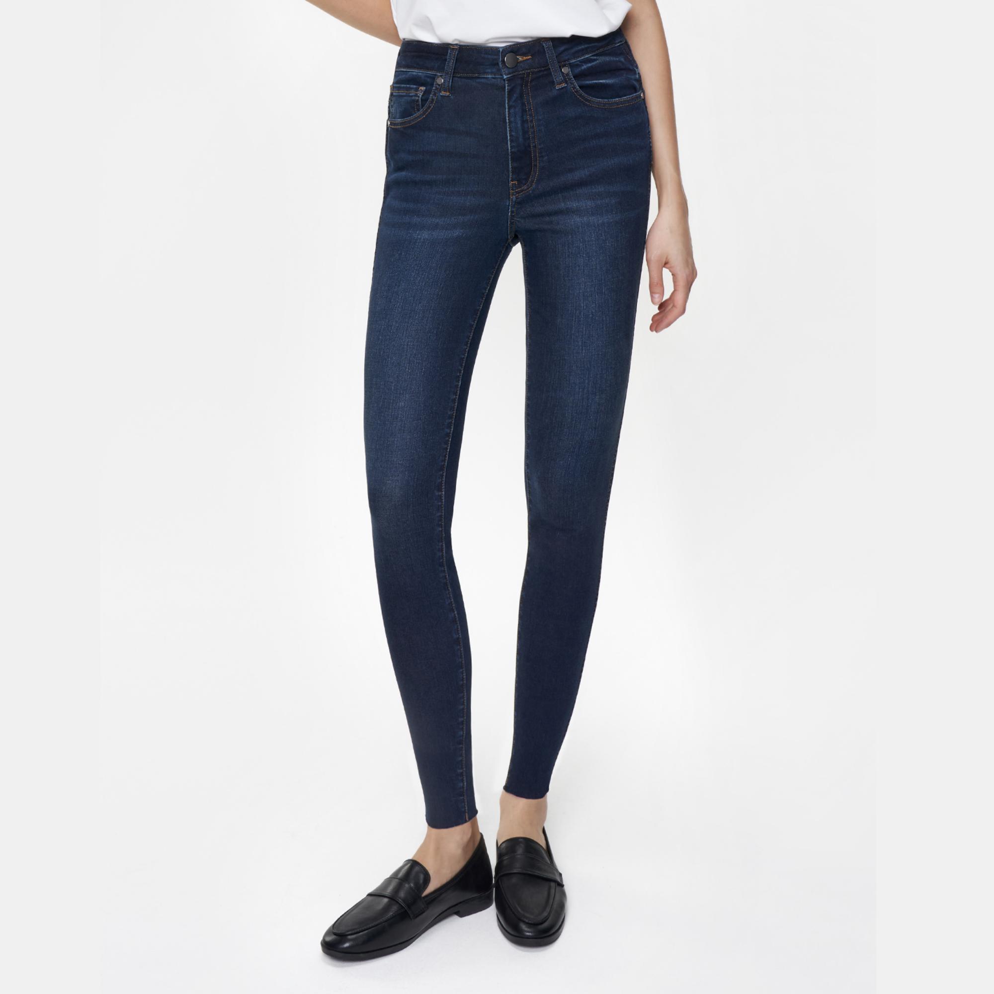 GENUWII Majolica Blue High Waisted Jeans for Women - No Gap Tummy Control & Lift Butt - Stretch Denim Tights - Comfortable Streetwear Jeggings - Summer Wear