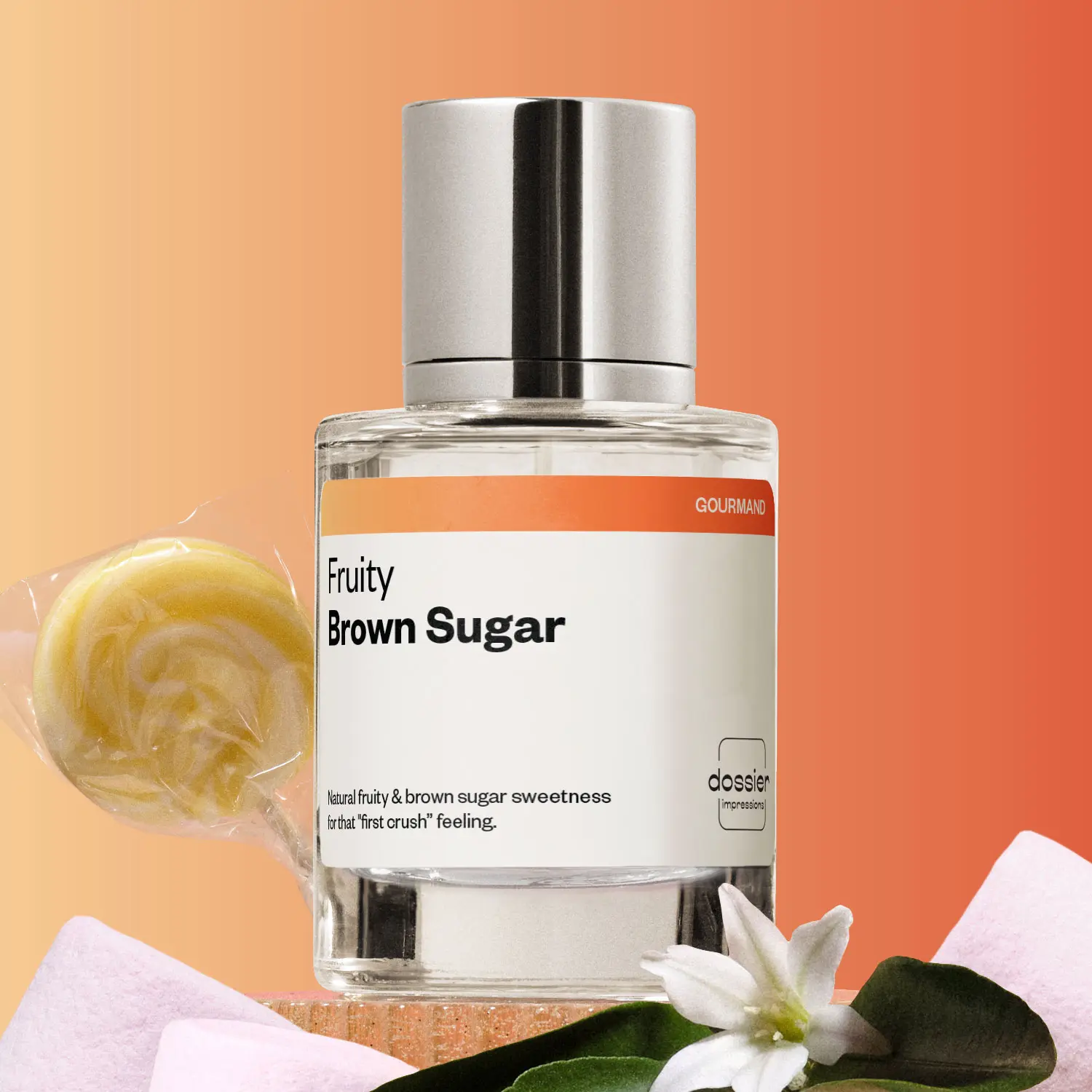 Fruity Brown Sugar, Dossier, Women Perfume, Eau de Parfum, 50ml, Bergamot, Raspberry, Pear, Jasmine, Brown Sugar, Patchouli, Amber, Vanilla Aromatic Floral Fragrance