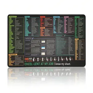 Full Excel Shortcut Cheat Sheet Desk Mat for Work & StudyLarge Extended Excel Shortcut Mouse Pad, Non‑Slip Desk Mat with Excel Formulas & Hotkeys for Office Work
