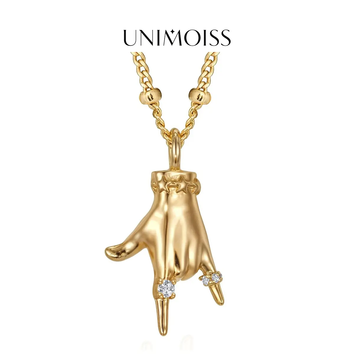 UniMoiss Trendy Statement Hand Gesture Pendant Necklace Dainty Jewelry Birthday Valentine's Day Wedding Engagement Anniversary Gift Daily Wear