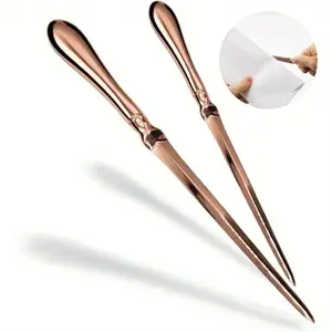 Rare Desk Letter Opener, Smooth Metal Coated Envelope Cutter, Round Handle Comfortable Design, Home Office Mail Supplies