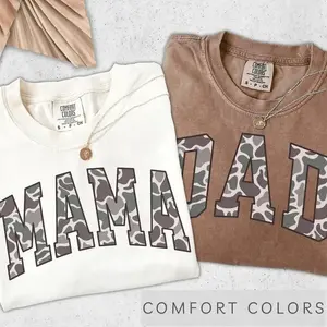 Camo Mom Dad COMFORT COLORS Shirts, Matching Custom Mama & Dad T-Shirts, Christmas Gift, Pregnancy Announcement, New Mom Gift, New Dad Tee 854