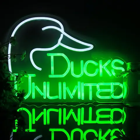 Handcrafted Ducks Unlimited LED Neon Sign - Handmade Wall Light, Led Decoration Lamp, Decorative Night Light, Indoor Room & Wall Decor, Quirky Man Cave Birthday Gift, Party Game Room Accent