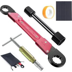 9PCS Angle Stop Wrench Kit,2-in-1 Faucet Wrench & Compression Sleeve Puller with 5 Sandpapers &1 Storage Bag Plumbing Tool Set for Removing and Installing Angle Valves DIY & Experts