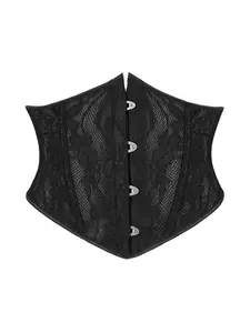 Women's Solid Color Floral Lace Front-Closure Waist Trainer, Comfortable Breathable Lace Up Tummy Control Shaper, Waist Cincher for Women for Women, High Waist Shapewear, Lace Corset