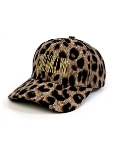 Leopard print baseball cap, embroidered letter "BROOKLYN" cap with spot design, suitable for all seasons, perfect fashion accessory for outdoor travel and daily casual wear
