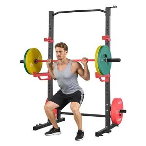 fathersdaygift VEVOR Power Cage Squat Rack, Multifunctional Power Rack Home Gym, 1000LBS Strength Training Workout Equipment with 4 Band Pegs, Adjustable J-Hooks Safety Bars for Barbell Squat Bench Press Pull-Up