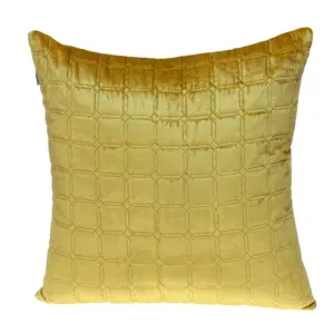 360 Stand Marrisa Transitional Yellow Square Throw Pillow - Classic, Geometric Stitch, Tufted Texture, Velvet Blend, Woven Finish, Square Shape, Parkland PILL21330P