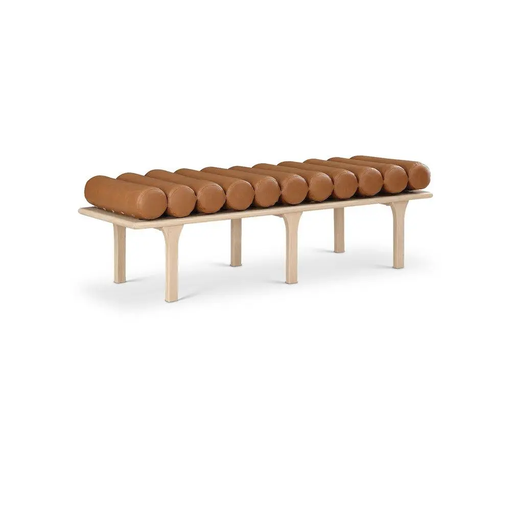 Landon Cognac Vegan Leather Bench