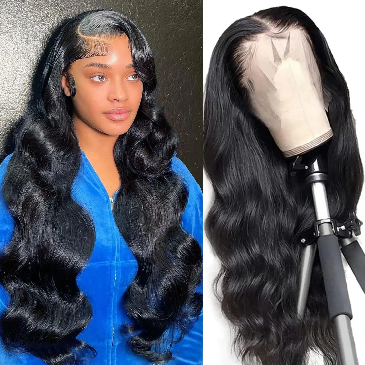 【LIve Only】22-30 Inch 13x4 Melt Lace Front Body Wave Human Hair Wig 150% Density Pre Plucked Hairline Baby Hair Extra Parting Space Silky Soft Waves Full Volume Glamorous Natural Look Wig For Women