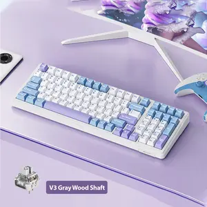 AULA F99 Wireless Mechanical Gaming Custom Keyboard, Numpad Tri-Mode BT5.0/2.4GHz/USB-C Gasket Hot Swappable, Pre-lubed Linear Switches, RGB Backlit Keyboard for Office Computer rainbow backlit Purple Creamy Budget Keyboard TikTokShopfalldealsforyou