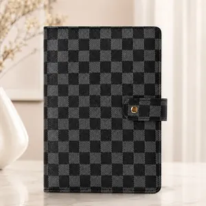 A6 Faux Leather Plaid Notebook Journal, Portable Refillable Loose Leaf Binder with Removable Lined Pages, Compact Multi-Functional Storage Planner for Work, School, Notes, Journaling, Logs and Daily Carry