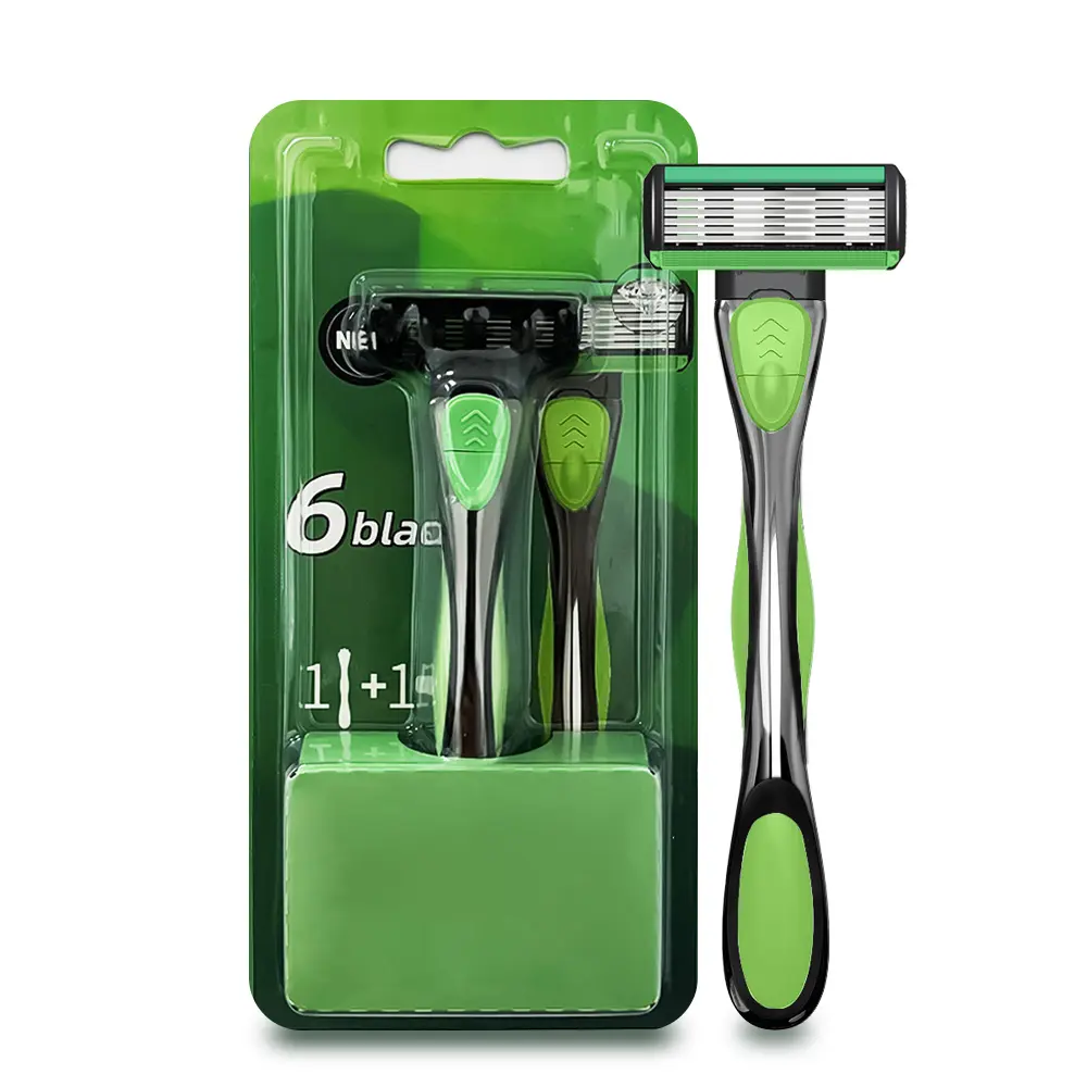 Commuting Quick Razor 6-Blade Disposable Razors with Comfort Grip, 1+1 Pack Ultra-Smooth Close Shaving for Men & Women, Precision Grooming Tool for Face & Body