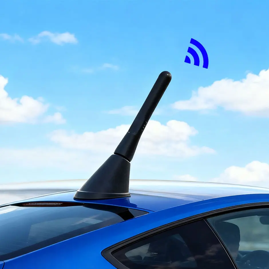Compact Car Antenna 6.5cm Short Pole, Multi-Signal Booster for Dab Digital TV, Radio, Navigation, Universal Function, Stubby Bullet Antenna