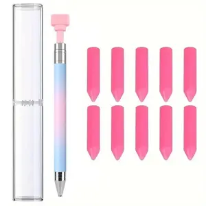 11-Piece Diamond Painting Pen Set, Refillable Wax Pencil with 10 Waxes, Rotating Glue Dot Drill Pens for Nail Art, Jewelry Tools, Crafts