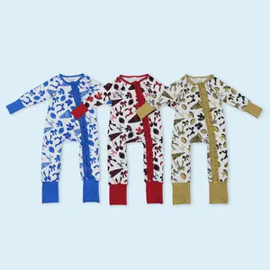 Football design baby girls zipper romper